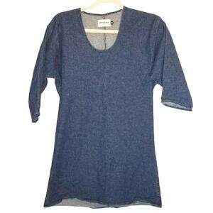 Mixed Business Blue Contemporary Denim Tunic Top